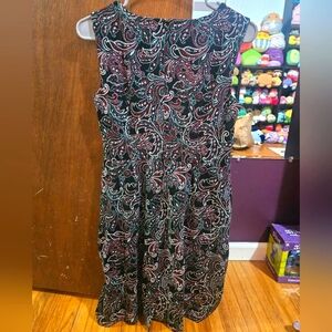 Lands' End Elegant Paisley Black Dress With Pockets On The Sides Size 4P